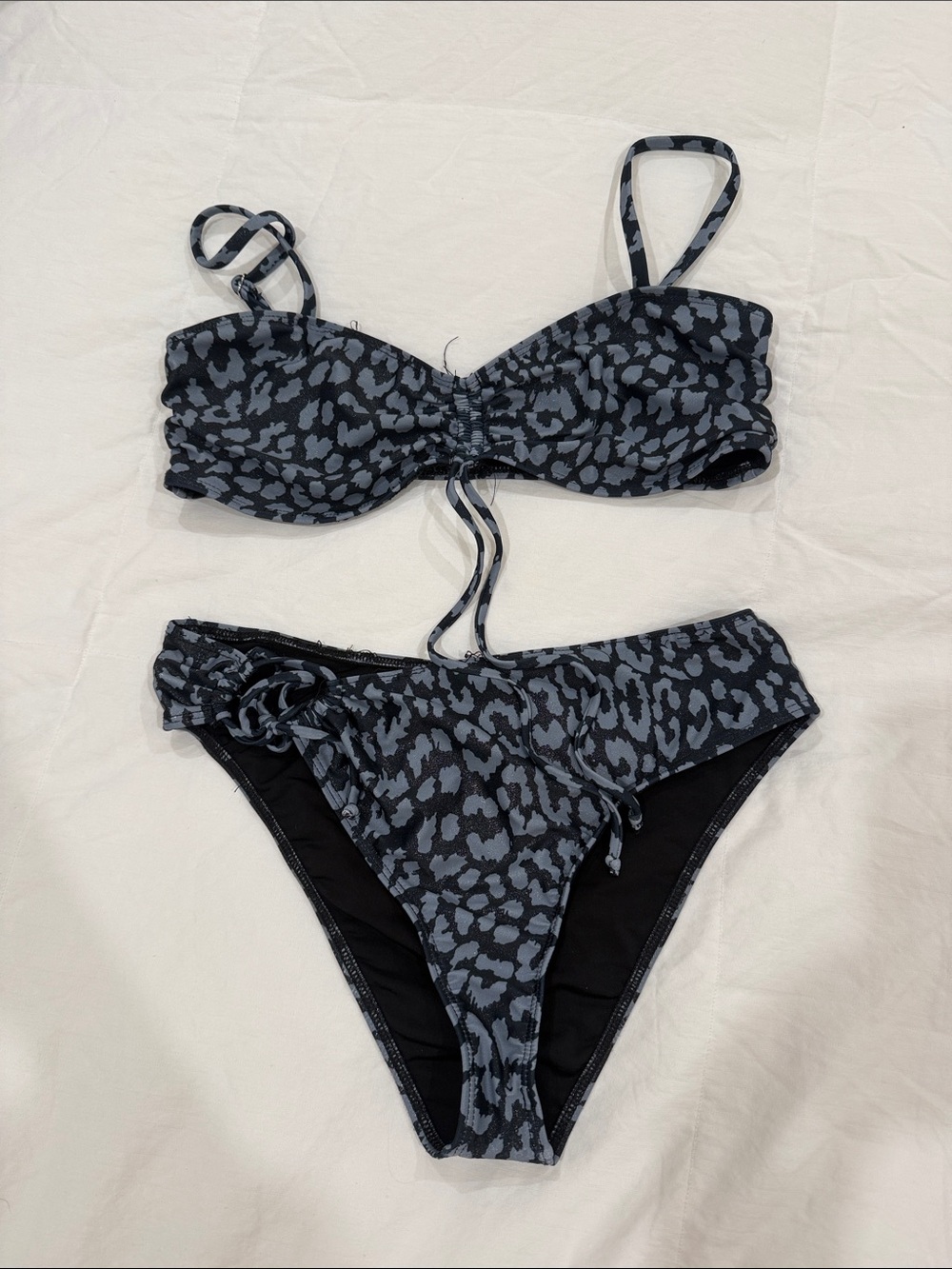 Dippin' Daisy's Black and Gray Leopard Print Bikini Set